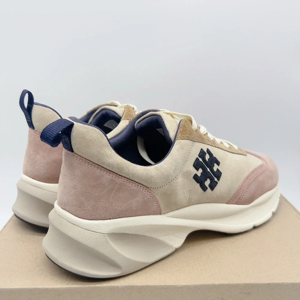 Tory Burch Good Luck Women's Platform Sneakers New Cream Navy Pink Moon US 13